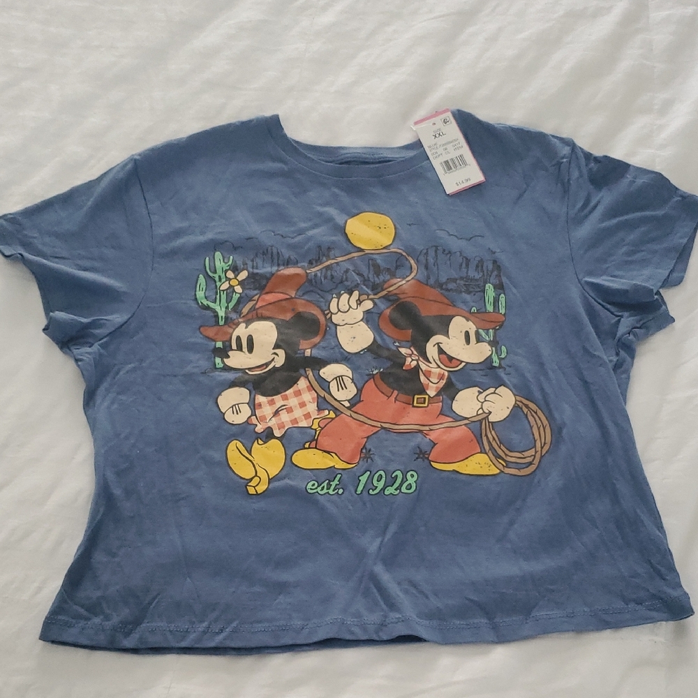 NWT Western Mickey & Minnie Crop Top XXL
